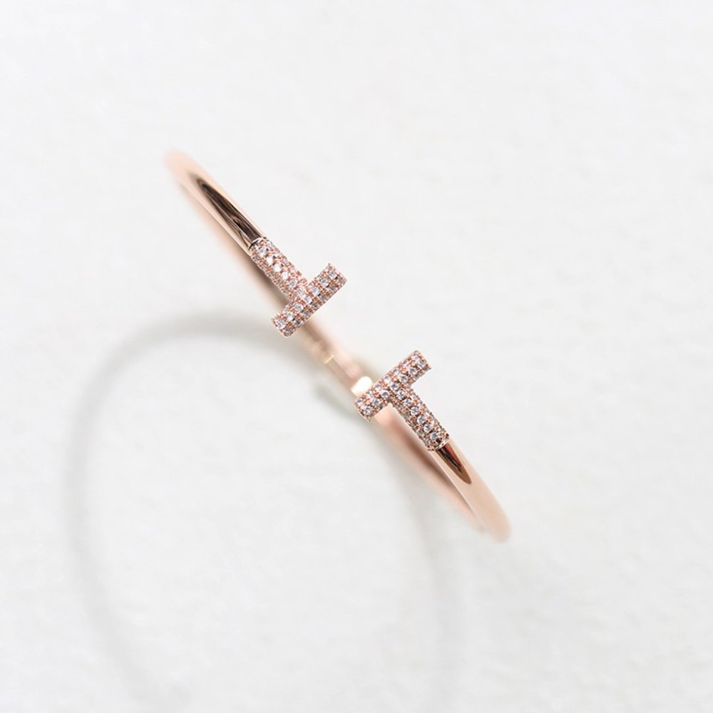 Rose Gold  Open T Bracelet